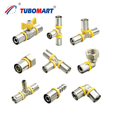 Nikel Plated Kuningan Pex Press Fittings Dorong untuk menghubungkan bebas timbal Untuk pipa