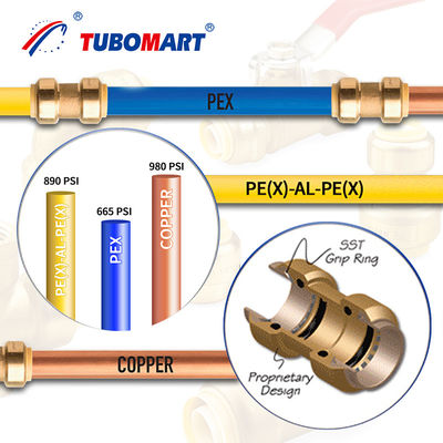 Pemanasan hidronik PN10 PN16 Pex Push Fittings Nickel Plated Push To Connect Fittings