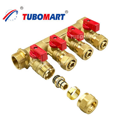 Brass Pex Distribusi Manifold 1/2 Inch Di Bawah Panas Lantai Manifold