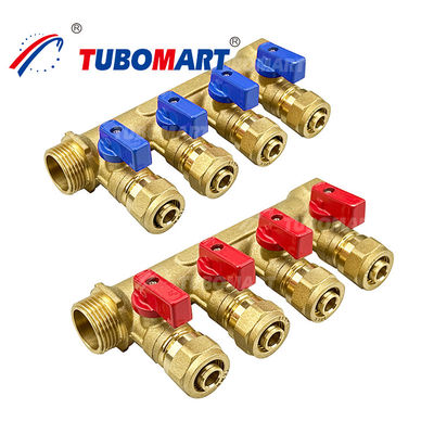 Kinerja Tinggi Kuningan Pex Manifold 2 - 12 Way Water Plumbing Manifold