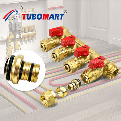 Gelas Koneksi Kuningan PEX Manifold 3/4 Inch 1 Inch Pex Air Panas Manifold