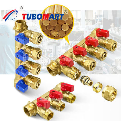 Multiple Outlet 1/2 Inch Brass Pex Manifold 150 Psi Dengan Tahan Suhu Tinggi
