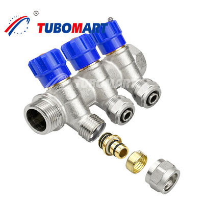 Sistem Pemanasan Lantai Perunggu Pipa Pipa 2 - 12 Outlet Pipa Air Manifold
