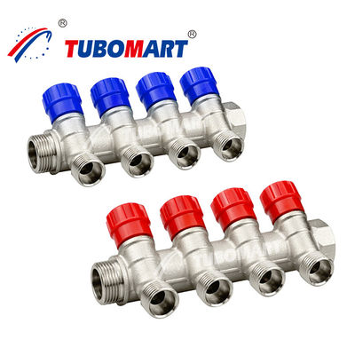 Tembaga Pex Pipe Manifold 2 - 12 Port Air Panas Lantai Manifold