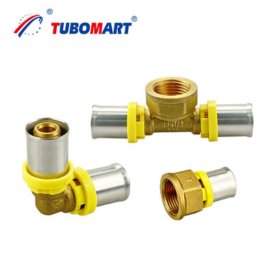 16mm - 32mm Alu Pex Press Fittings TH Tipe Dengan Kuningan Alam Disesuaikan