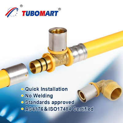 Tubomart Pasokan Gas PEX Al PEX Pipa Komposit Laser Pipa Bahan Kuning Disesuaikan Per Roll PEX Pipa Gas