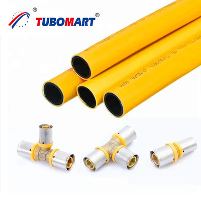 OEM Kuning PEX Fittings Perunggu Gas Pipa Sistem 16-32MM Equal Socket PEX Press Fitting
