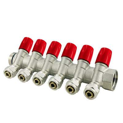 Tubomart 2-12 Outlet Pemanasan Lantai Distributor Air PEX Kuningan Manifold Untuk Pengendalian Air