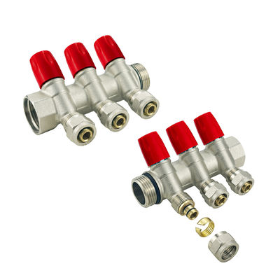 Perkakas & Hardware Warna Disesuaikan Katup Katup Bola Kuningan Pex Manifold 1/2 