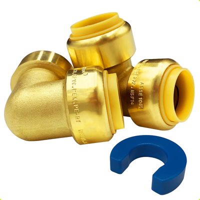 PEX Tubing Bebas Timah Kualitas Tinggi Tiga Cara Push Fit Fitting dengan NPT Thread 90 derajat