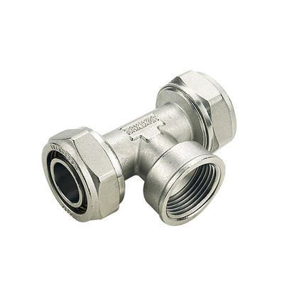 Bersertifikat ISO17484-1 Pex Tee Fittings Crimp Forged Brass HPb 58-3A untuk pipa