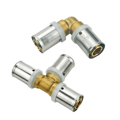 Sampel Gratis Kuningan Crimp Pex Fitting 3/4 Inch PEX Plumbing Connector Elbow Tee Union Adapter PEX Pipe Fittings untuk gas