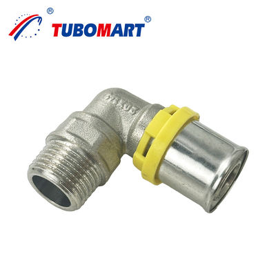 ISO9001 Fittings Kuningan Disesuaikan Gas Equal Elbow Pex Fittings PEX AL PEX Pipe Brass Press Fittings