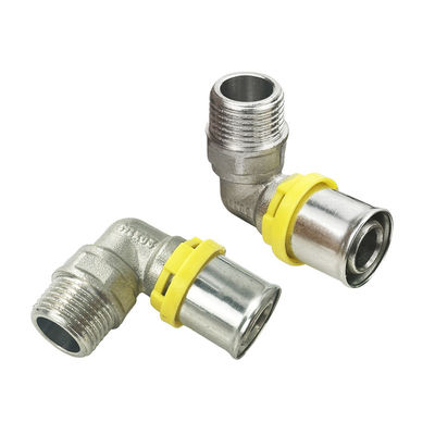 Corrosion Resistant Press Fittings Untuk PEX AL PEX Pipa PEX Kompatibel Dan Disesuaikan Warna Kuningan Alam Untuk Gas