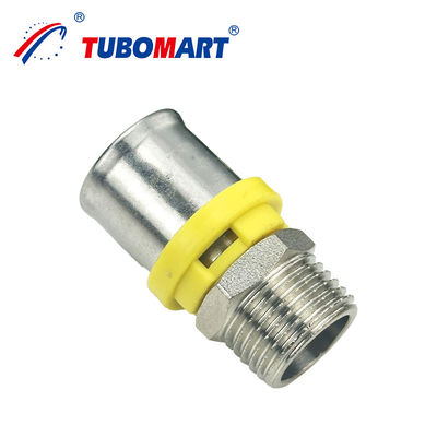 Tubomart CW614N Fittings pipa gas 1/4-4' PN25 Fittings Press PEX Kuning sama siku Fittings gas