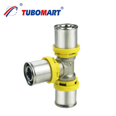 Pex Al Pex TH TYPE Press Fittings Untuk DN15 DN25 Tekanan Kuningan Alam Warna Disesuaikan Instalasi Mudah Untuk Sistem Gas Mudah Untuk Menginstal