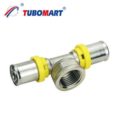 Tubomart OEM PEX AL PEX Pipe Fitting Gas Multilayer Pipe Fittings TH Style Brass Press Fittings Untuk Sistem Gas
