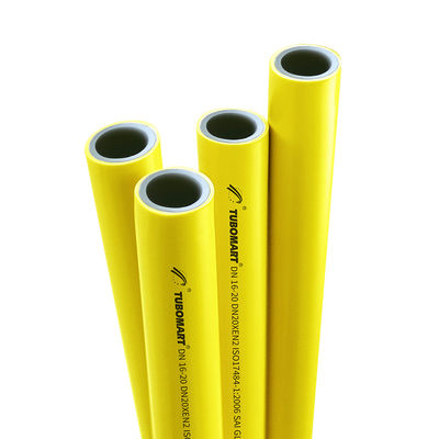 Pipa Kuning PEX-AL-PEX TUBOMART OEM Keamanan Tinggi Pipa Aluminium Multilapis untuk Sistem Gas