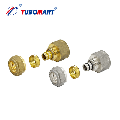 Tubomart OEM Thread Screw Brass Fittings untuk Multilayer PEX AL PEX Pipa Kompresi Gas Air Fittings untuk Plumbing