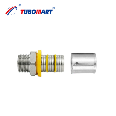 Tubomart Customized Support OEM Kuningan PEX AL PEX Fittings Sistem Pipa Gas Kuning 16-32MM Socket Tee Siku