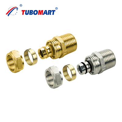 Fitting Pipa Kompresi Pex Al Pex Sistem Gas/Air OEM Fitting Plumbing Kompresi Tahan Lama Brass Union dengan Umur Panjang