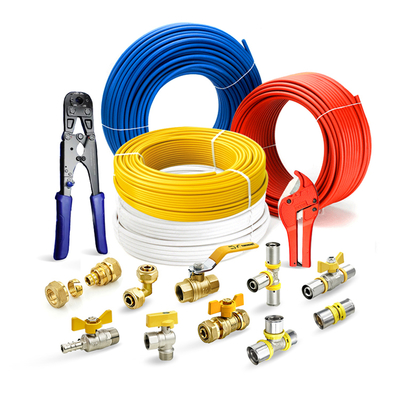 Tubomart Harga Pabrik 16-32mm OEM Biru Kustom Fitting Pex Konektor Pipa Al Pex Kuningan Fitting Tekan Pressfittings