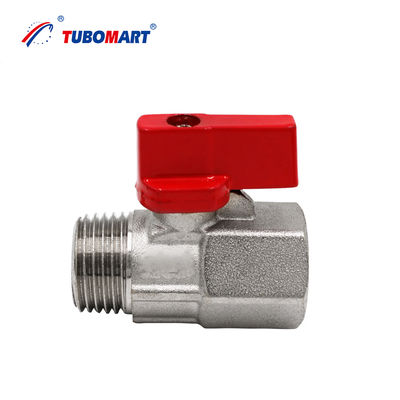 Tubomart Kuningan Warna Nikel Berlapis Sekrup Koneksi Kuningan Mini Ball Valve untuk Aplikasi Industri gas air