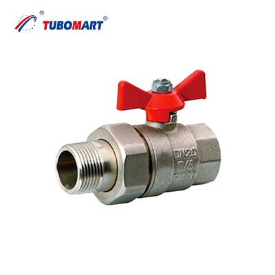 TUBOMART OEM ISO9001 bersertifikat Kuningan Ball Valve Kupu-kupu Genggam Utas Wanita 1/2''-2'' Nikel Plated Garansi 3 Tahun untuk Air