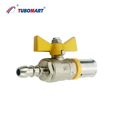 Hot Selling ISO17484 ISO9001 Sertifikasi Gas Connector Aksesoris 16-32mm Kuningan PEX Press Aksesoris Kuning Kuningan Gas Pipe Aksesoris