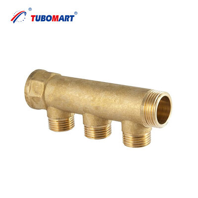 Katup Pemanas Lantai Kuningan Pex Manifold dengan Suhu Kerja 95°C 2-6 Arah Manifold Air 36mm 50mm Selang Bawah Lantai Kuningan Manifold Air untuk Pemanasan Lantai Rumah